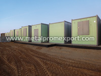 All-welded container units at the location of use prepared for installation of modular building