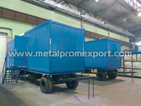 Truck-mounted trailer house in the workshop