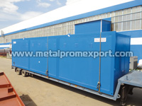 Transportation of tech-module based on sandwich panel container unit by automobile vehicle