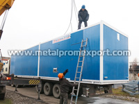 Die Transportierung mit dem Kraftverkehr des Systems der industriellen Abwasserreinigung in 2 Raumcontainer mit den Größtmaßen 6х3х3 m, 8х3х3 m